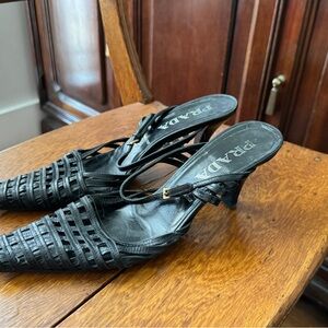 Prada Black Strappy Heels for Women
